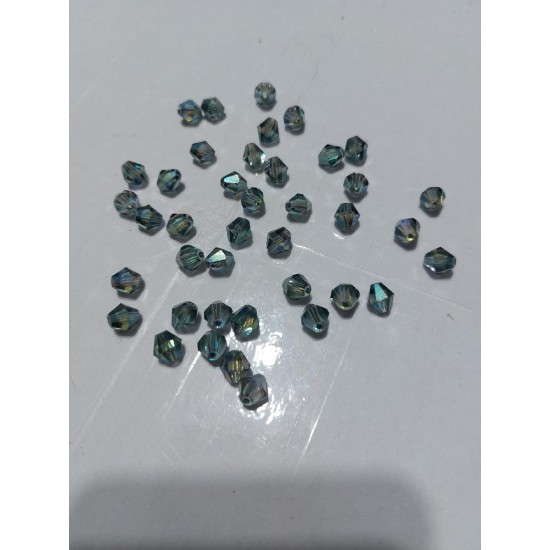 Бусины стеклянные Биконе 8 мм цв. серо-зеленый АВ, цена за 20 шт